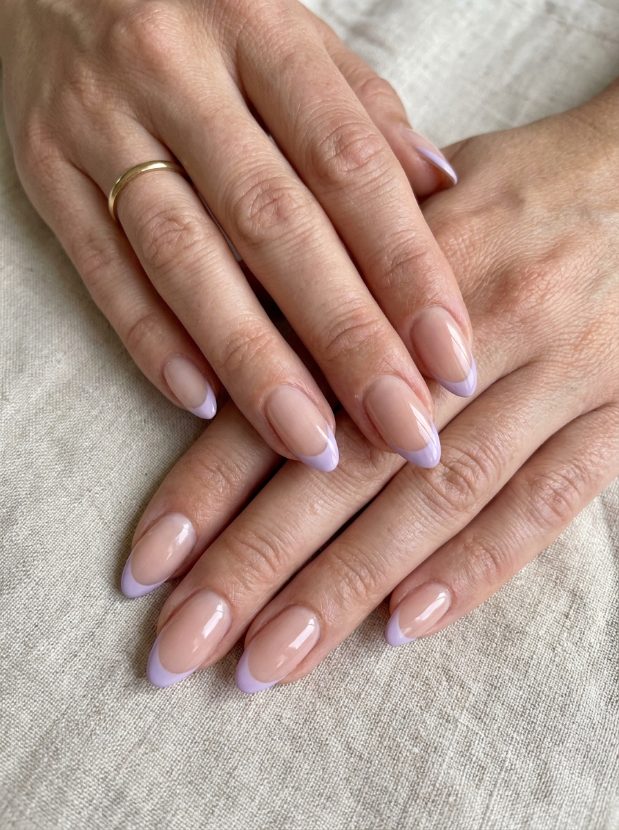 Lavender French Tips mit weichen lilafarbenen Nagelspitzen
